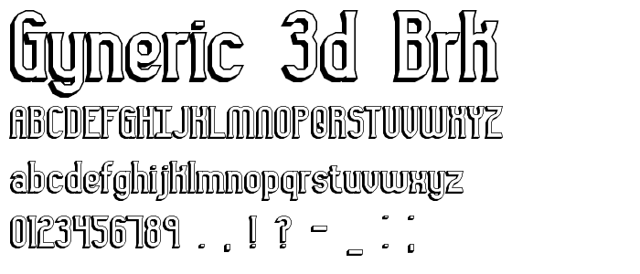 Gyneric 3D BRK font